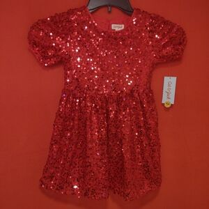 Girls' Holiday Red Sequin Dress